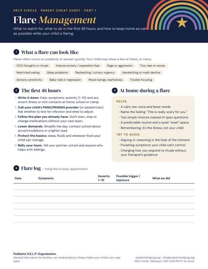 First page of the Flare Management and Crisis Survival cheat sheet